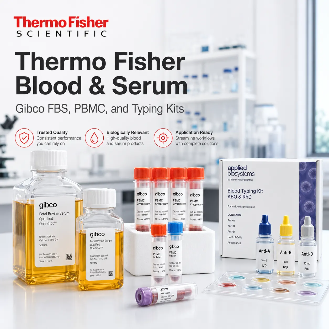 Thermo Fisher Blood & Serum: Gibco FBS, PBMC, and Typing Kits